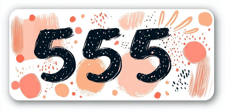 Whimsical Number Set 555 on White Background with Vibrant Pastel Colors for Birthday Celebrations
