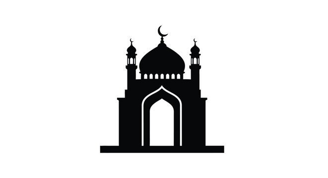 Ramadan Village Mosque Silhouette Graphic