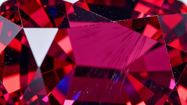 Close-up of a ruby with rainbow effect and stone texture.