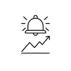 Fototapeta premium Line art bell notification with growth chart