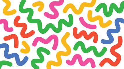 Vibrant collection of colorful organic wavy lines scattered over a clean white background