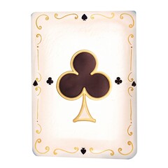 Naklejka premium Watercolor Clubs playing card illustration, Alice in Wonderland fairytale character card isolated on white.