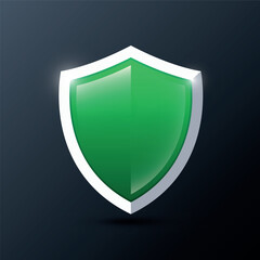 Green ptotection shield logo icon. Vector illustration