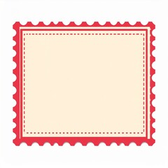 Retro Cream Colored Stamp with Scalloped Edges on White Background