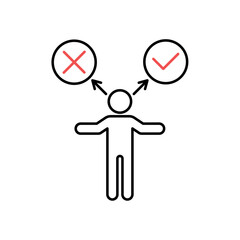 Decision making icon, isolated on white background.