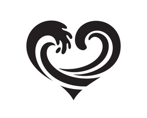 Obraz premium Black Heart Shaped Wave Symbol on White Background