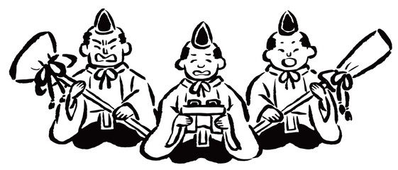仕丁　雛祭り　単色線画のみ © ウサトコ