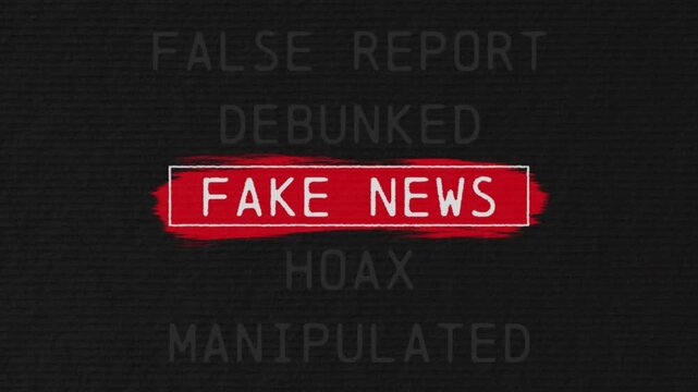 fake news scrolling text sequence with documentary style title animation for news topic and trend