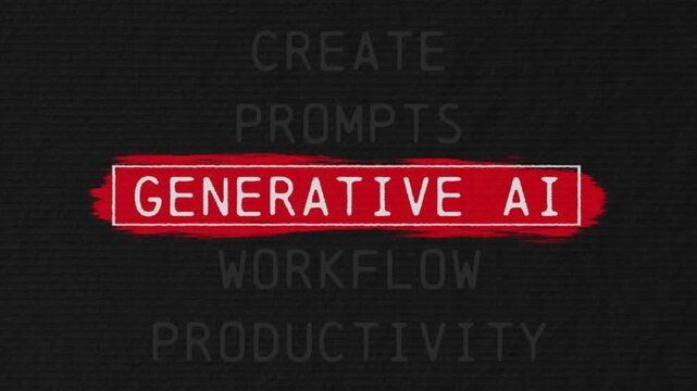 generative ai scrolling text sequence with documentary style title animation for news topic and trend