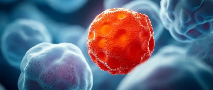 Abnormal red cell among healthy blue cells