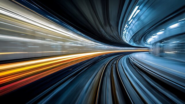 High Speed Train Tunnel Motion Blur.