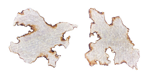 Obraz premium Burnt Paper Pieces with Ancient Magical Inscriptions, Historical Notes, Torn Paper Scraps, Singed Papyrus, Halloween Vibe, Old Books, PNG Format, Perfect for Posters, Events, and Presenta