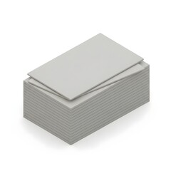 3D isometric stack of blank premium business cards, white paper card mockup for branding identity isolated on white background.