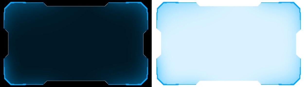 Futuristic Blue HUD Frame Simple Empty Screen Isolated