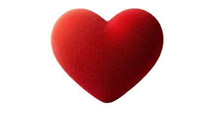 Obraz premium Red heart shape, velvety texture, for Valentine's Day or love-themed mockup, overlay effect, isolated on transparent background, png