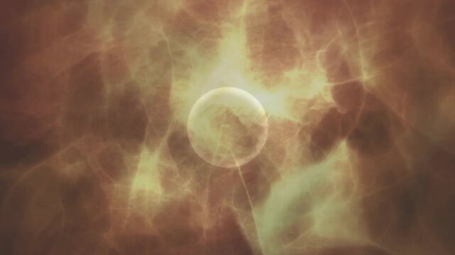 Faint outline brightening, luminous orb growing, moving center, gaining opacity, dominating frame