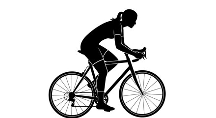 Obraz premium Side Profile Silhouette of Woman on Bicycle