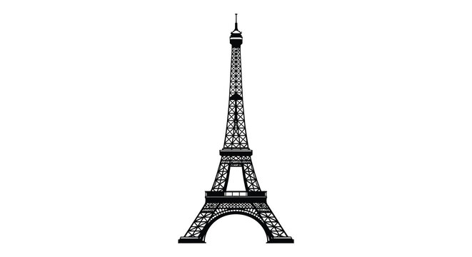 A striking black and white illustration depicts the eiffel tower a prominent landmark of paris france high quality professional detailed