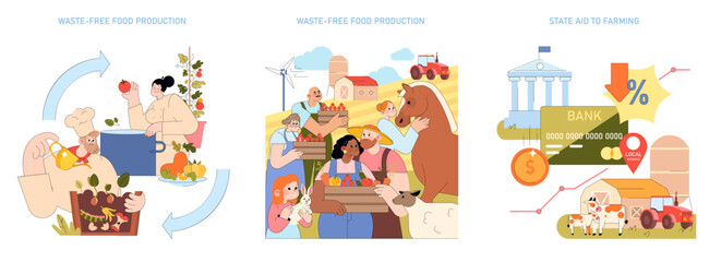 Fototapeta premium Waste-Free Food Production and Farming Aid Vector