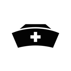 Fototapeta premium Simple Black Nurse Cap Icon with Cross