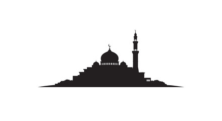 Ramadan Mosque Silhouette on Island Landscape