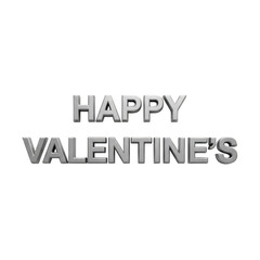 Fototapeta premium Shiny 3d silver text happy valentines isolated on transparent background