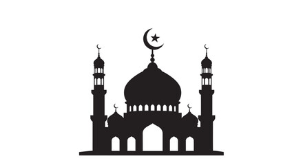 Ramadan Mosque Riverside Icon Silhouette Graphic