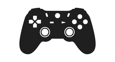 A simple black silhouette of a modern video game controller featuring standard button and joystick layouts high quality © Kuntol02