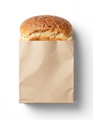 Bread Loaf Flat Lay Isolated on White Background