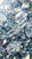 Sparkling clear quartz crystals forming a beautiful, geometric cluster, radiating light and clarity