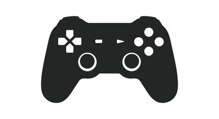 A minimalist black silhouette depicts a modern video game controller featuring buttons directional pad and grips high quality © Kuntol02