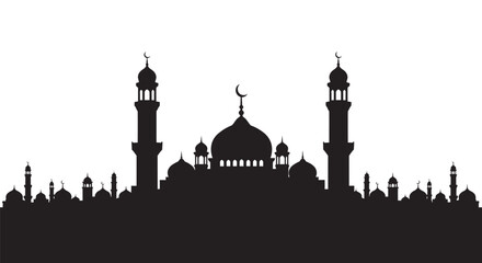 Modern Urban Mosque Arch Silhouette Poster