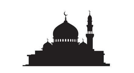 Coastal Mosque Silhouette with Twin Minarets