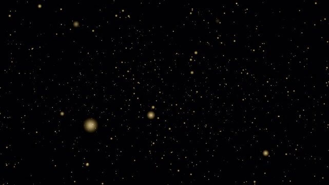 Golden sparkle particles explotion with a flashing effect on transparent background, Glitters with bokeh. 4K animation loop