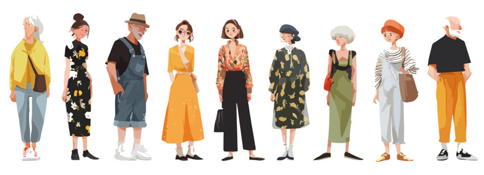 Un groupe diversifi&eacute; de personnes de diff&eacute;rents &acirc;ges et styles, sur fond transparent.