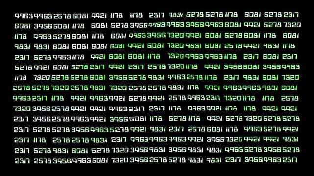 Retro terminal with digital rain. The green data stream. Background for quantum computing and blockchain.