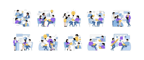 Team Collaboration and Idea Sharing Vector Illustration