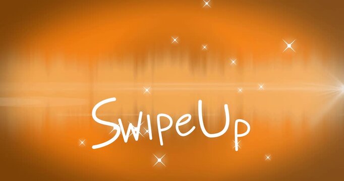 On load, Swipe Up chevron staying centered sparkles twinkling, drifting, bg pulsing, inviting swipe