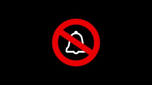 No notification bell mute icon animation disable alerts silent mode symbol abstract design. 4k,...