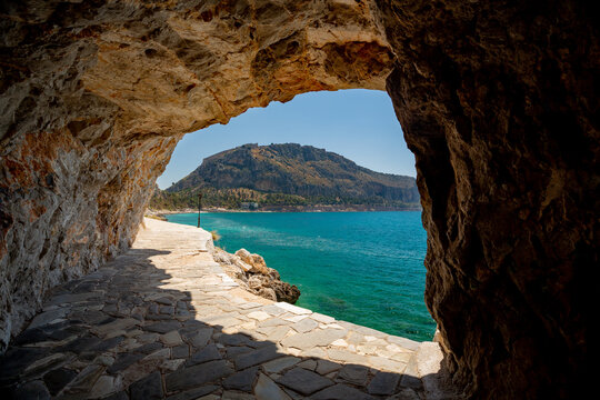 Nafplio, Greece. Walking path by the sea