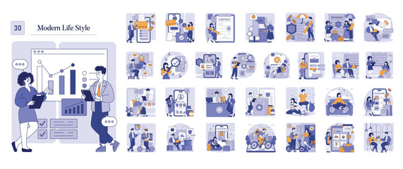 Modern Life Style Vector Illustration Depicting Teamwork