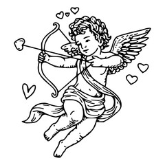 Fototapeta premium detailed cupid in vintage art style romantic design
