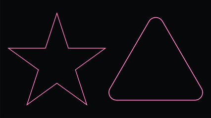 Obraz premium Pink star and triangle shapes on black background