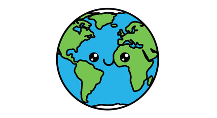 Fototapeta premium Adorable cartoon world globe with smiling face and blushing cheeks