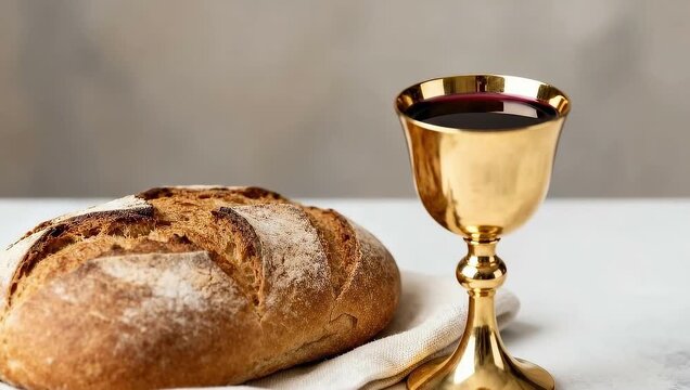 Watch bread and wine come together in a simple setting with rustic charm for a meaningful meal at home
