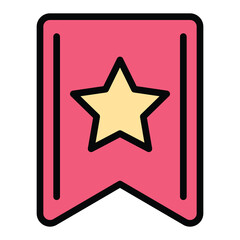 Obraz premium Bookmark Star Vector Icon, User Interface Related Lineal Colour Style Vector Icon.