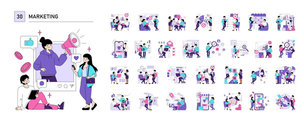 Digital Marketing Concepts Vector Illustration Set