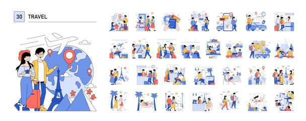 Vector Illustration of Couple Enjoying Travel Adventure