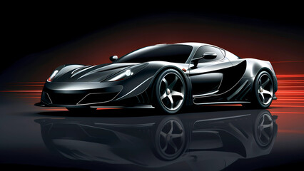 Naklejka premium Colorful Vector Illustration of Sleek Black Aerodynamic Sports Car