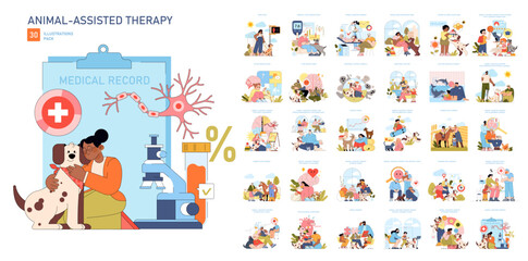 Animal-Assisted Therapy Vector Illustration Pack